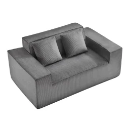 VEVOR Loveseat Sofa, 63-Inch 2-Seats Couch for Living Room, Modern Small Corduroy Couch with Pocket Springs, Soft Cushions, Comfy Loveseat for Bedroom, Office or Apartment, No Assembly Required, Gray