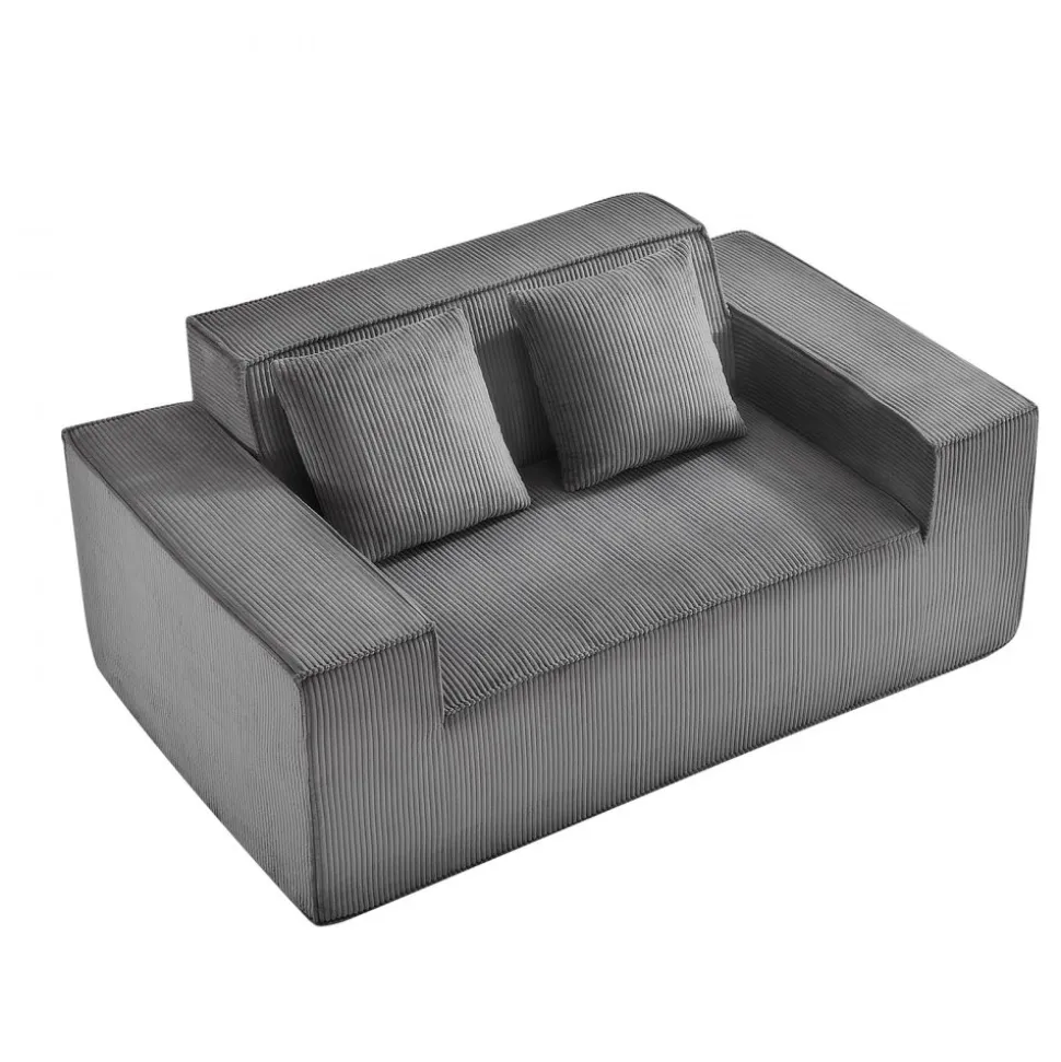 VEVOR Loveseat Sofa, 63-Inch 2-Seats Couch for Living Room, Modern Small Corduroy Couch with Pocket Springs, Soft Cushions, Comfy Loveseat for Bedroom, Office or Apartment, No Assembly Required, Gray