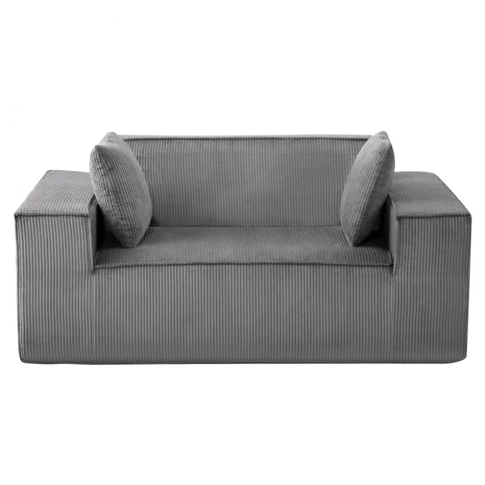VEVOR Loveseat Sofa, 63-Inch 2-Seats Couch for Living Room, Modern Small Corduroy Couch with Pocket Springs, Soft Cushions, Comfy Loveseat for Bedroom, Office or Apartment, No Assembly Required, Gray