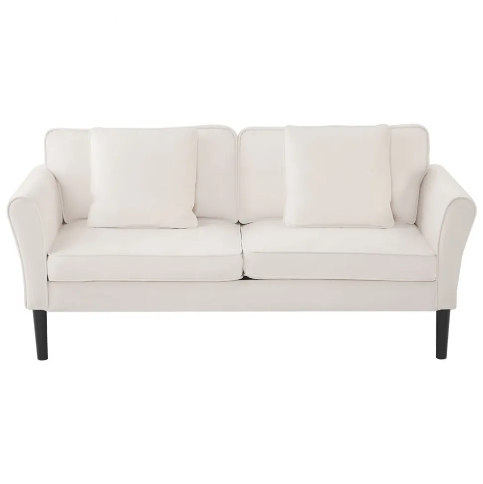VEVOR Loveseat Sofa, 69-Inch Small Sofa Couch for Living Room, Velvet Fabric 2-Seats Couch with Sinuous Spring, Soft Cushions and Sturdy Frame, Comfy Loveseat for Bedroom, Office or Apartment, White