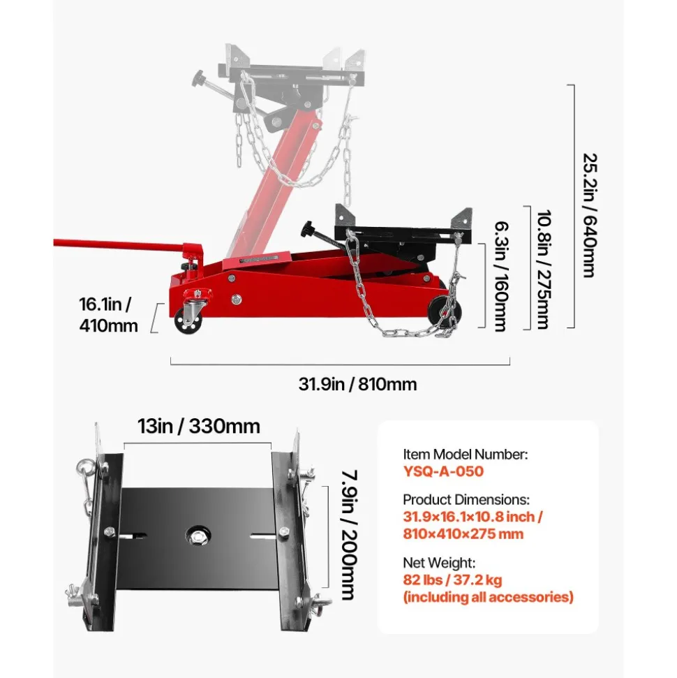 VEVOR Low Profile Floor Jack, 2200 lbs / 1 Ton Lifting Capacity Telescoping Transmission Floor Jack, 7.28-27.6 in Lifting Height, Flexible 360° Swivel wheels, Heavy-Duty Lift Hoist for Garage/Shop
