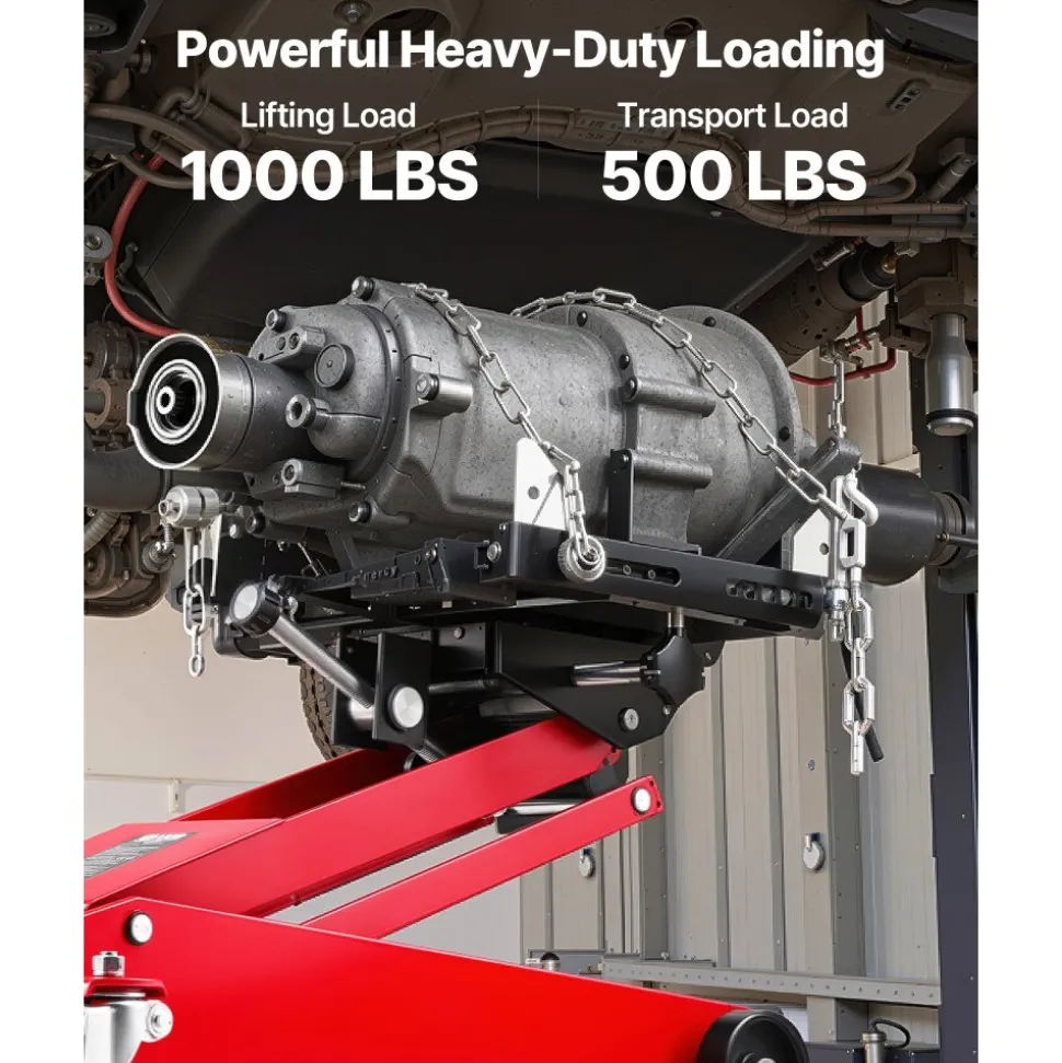 VEVOR Low Profile Floor Jack, 2200 lbs / 1 Ton Lifting Capacity Telescoping Transmission Floor Jack, 7.28-27.6 in Lifting Height, Flexible 360° Swivel wheels, Heavy-Duty Lift Hoist for Garage/Shop