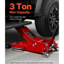 VEVOR Low Profile Floor Jack, 3 Ton (6614 lbs) Capacity, Aluminum Racing Floor Jack with Dual Pistons Quick Lift Pump, Hydraulic Trolley Car Lift for Sports Car, SUV, Pickup, Lifting Range 3.3
