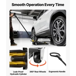 VEVOR Low Profile Floor Jack, 3 Ton (6614 lbs) Capacity, Steel Racing Floor Jack with Dual Pistons Quick Lift Pump & SUV Adapter, Hydraulic Trolley Car Lift for Sports Cars, Lifting Range 2.95
