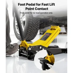 VEVOR Low Profile Floor Jack, 3 Ton (6614 lbs) Capacity, Steel Racing Floor Jack with Dual Pistons Quick Lift Pump & SUV Adapter, Hydraulic Trolley Car Lift for Sports Cars, Lifting Range 2.95