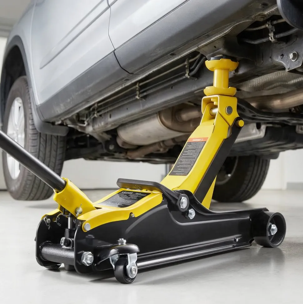 VEVOR Low Profile Floor Jack, 2.5 Ton (5512 lbs) Capacity, Steel Racing Floor Jack with Single Piston Quick Lift Pump & Raised Saddle, Hydraulic Trolley Car Lift for SUVs, Lifting Range 3.3"-13.8"
