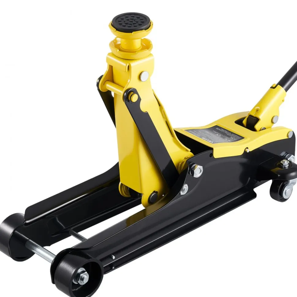 VEVOR Low Profile Floor Jack, 2.5 Ton (5512 lbs) Capacity, Steel Racing Floor Jack with Single Piston Quick Lift Pump & Raised Saddle, Hydraulic Trolley Car Lift for SUVs, Lifting Range 3.3"-13.8"