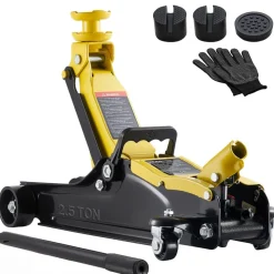 VEVOR Low Profile Floor Jack, 2.5 Ton (5512 lbs) Capacity, Steel Racing Floor Jack with Single Piston Quick Lift Pump & Raised Saddle, Hydraulic Trolley Car Lift for SUVs, Lifting Range 3.3