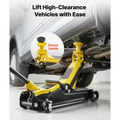 VEVOR Low Profile Floor Jack, 2.5 Ton (5512 lbs) Capacity, Steel Racing Floor Jack with Single Piston Quick Lift Pump & Raised Saddle, Hydraulic Trolley Car Lift for SUVs, Lifting Range 3.3