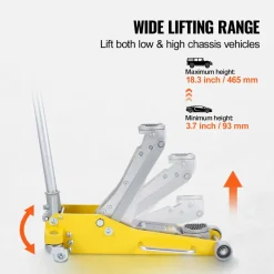 VEVOR Low Profile Floor Jack 3 Ton (6600 lbs), Heavy Duty Aluminum Hydraulic Racing Floor Jack, Hydraulic Car Jack, Dual Piston Quick Lift Pump, 3.7