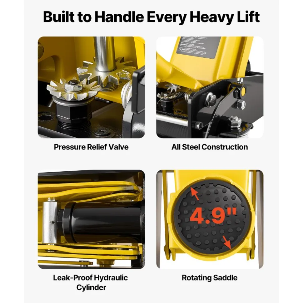 VEVOR Low Profile Floor Jack, 3 Ton (6614 lbs) Capacity, Steel Racing Floor Jack with Single Piston Quick Lift Pump & Foot Pedal, Hydraulic Trolley Car Lift for SUVs, Pickups, Lifting Range 5.1"-19.7"