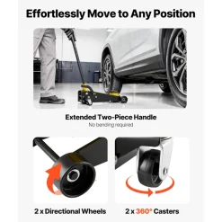 VEVOR Low Profile Floor Jack, 3 Ton (6614 lbs) Capacity, Steel Racing Floor Jack with Single Piston Quick Lift Pump & Foot Pedal, Hydraulic Trolley Car Lift for SUVs, Pickups, Lifting Range 5.1
