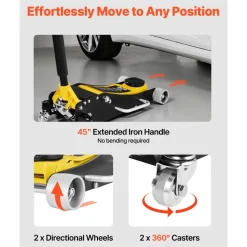 VEVOR Low Profile Floor Jack, 2.5 Ton (5500 lbs) Capacity, Aluminum & Steel Racing Floor Jack with Dual Pistons Quick Lift Pump, Hydraulic Trolley Car Lift for Compact SUVs, Lifting Range 3.74-18.7 in
