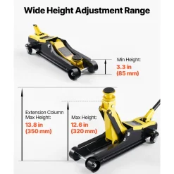 VEVOR Low Profile Floor Jack, 2.5 Ton (5512 lbs) Capacity, Steel Racing Floor Jack with Single Piston Quick Lift Pump & SUV Adapters, Hydraulic Trolley Car Lift for Sedans, Lifting Range 3.3