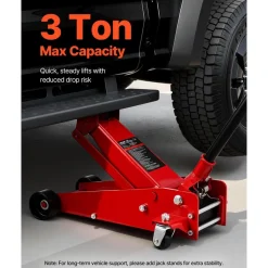 VEVOR Low Profile Floor Jack, 3 Ton (6614 lbs) Capacity, Steel Racing Floor Jack with Single Piston Quick Lift Pump, Hydraulic Trolley Car Lift for Sports Cars, SUVs, Pickups, Lifting Range 5.1"-19.7"