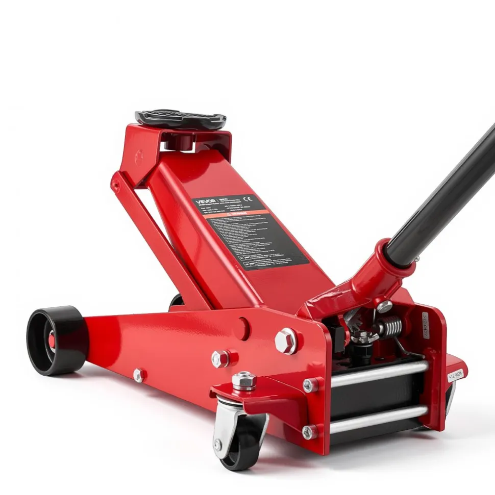 VEVOR Low Profile Floor Jack, 3 Ton (6614 lbs) Capacity, Steel Racing Floor Jack with Single Piston Quick Lift Pump, Hydraulic Trolley Car Lift for Sports Cars, SUVs, Pickups, Lifting Range 5.1"-19.7"