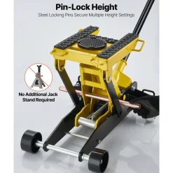 VEVOR Low Profile Floor Jack, 2 Ton (4409 lbs) Capacity, Steel Racing Floor Jack with Single Piston Quick Lift Pump, Hydraulic Trolley Car Lift for Cars, Motorcycles, ATVs, Lifting Range 5.7"-17"