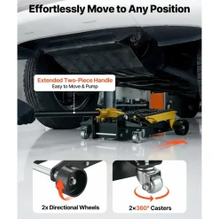 VEVOR Low Profile Floor Jack, 2 Ton (4409 lbs) Capacity, Steel Racing Floor Jack with Single Piston Quick Lift Pump, Hydraulic Trolley Car Lift for Cars, Motorcycles, ATVs, Lifting Range 5.7