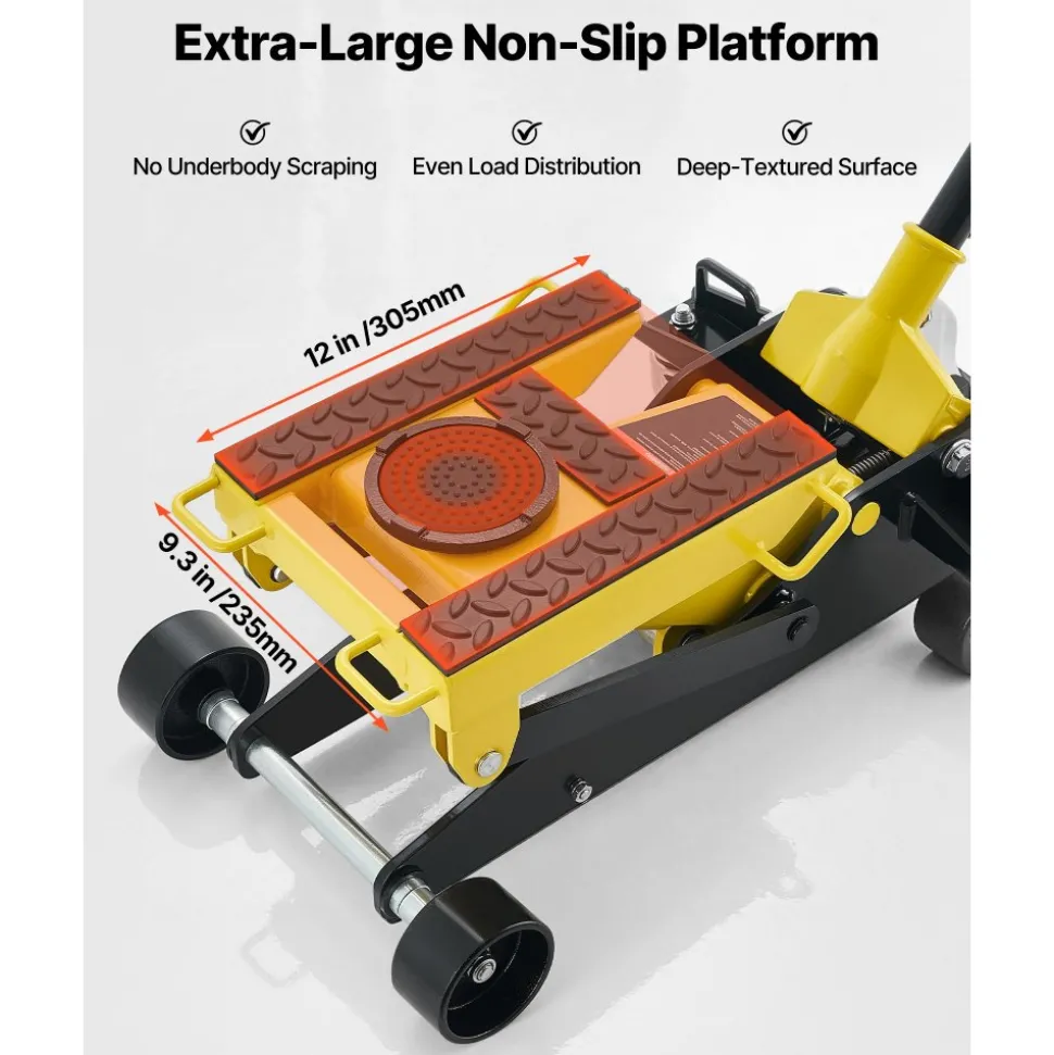 VEVOR Low Profile Floor Jack, 2 Ton (4409 lbs) Capacity, Steel Racing Floor Jack with Single Piston Quick Lift Pump, Hydraulic Trolley Car Lift for Cars, Motorcycles, ATVs, Lifting Range 5.7"-17"