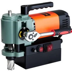 VEVOR Low Profile Magnetic Drill Press, 1300 W, 1.4 in Boring Diameter, 2248 lbf Power Portable Mag Drill Press, 650RPM Speed, with Weldon Shank, for Metal Surface, Industrial and Home Improvement