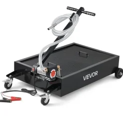 VEVOR Low Profile Oil Drain Pan, 15 Gallon Capacity, Rolling Oil Drain Pan with Electric Pump & 7.2 ft Hose, Leak-proof & Corrosion-resistant, Fit for Cars, SUVs, Trucks, Motorcycles, ATVs, Metal