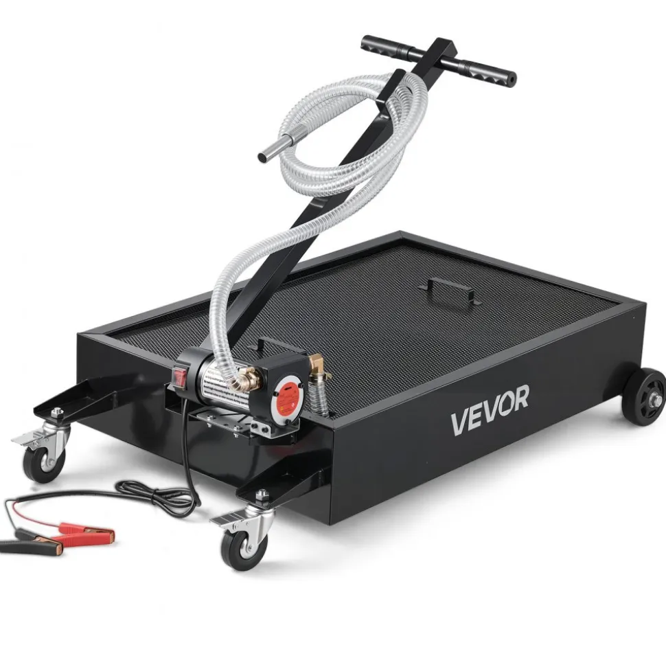 VEVOR Low Profile Oil Drain Pan, 15 Gallon Capacity, Rolling Oil Drain Pan with Electric Pump & 7.2 ft Hose, Leak-proof & Corrosion-resistant, Fit for Cars, SUVs, Trucks, Motorcycles, ATVs, Metal