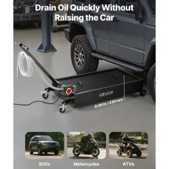 VEVOR Low Profile Oil Drain Pan, 20 Gallon Capacity, Rolling Oil Drain Pan with Electric Pump & 7.2 ft Hose, Leak-proof & Corrosion-resistant, Fit for Cars, SUVs, Trucks, Motorcycles, ATVs, Metal