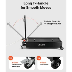 VEVOR Low Profile Oil Drain Pan, 20 Gallon Capacity, Rolling Oil Drain Pan with Electric Pump & 7.2 ft Hose, Leak-proof & Corrosion-resistant, Fit for Cars, SUVs, Trucks, Motorcycles, ATVs, Metal