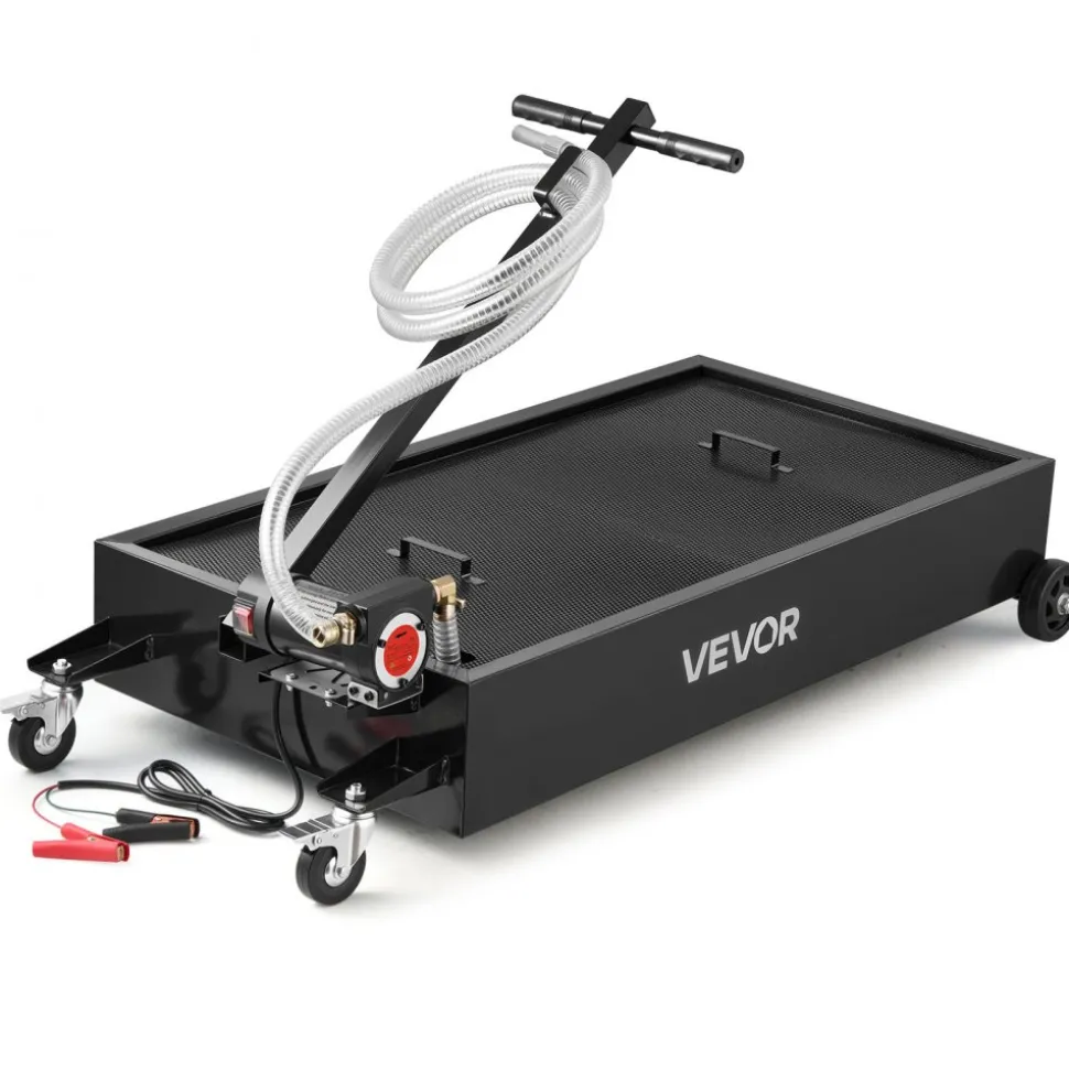 VEVOR Low Profile Oil Drain Pan, 20 Gallon Capacity, Rolling Oil Drain Pan with Electric Pump & 7.2 ft Hose, Leak-proof & Corrosion-resistant, Fit for Cars, SUVs, Trucks, Motorcycles, ATVs, Metal