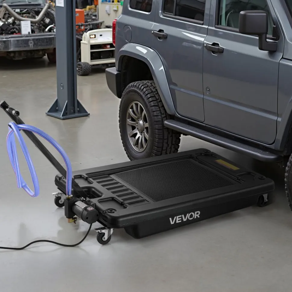 VEVOR Low Profile Oil Drain Pan, 17 Gallon Capacity, Rolling Oil Drain Pan with Electric Pump & 7.2 ft Hose, Leak-proof & Corrosion-resistant, Fit for Cars, SUVs, Trucks, Motorcycles, ATVs, Metal