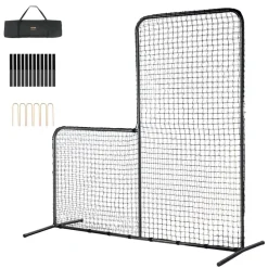 VEVOR L Screen Baseball for Batting Cage, 7x7 ft Baseball Softball Safety Screen, Body Protector Portable Batting Screen with Carry Bag & Ground Stakes, Heavy Duty Pitching Net for Pitchers Protection