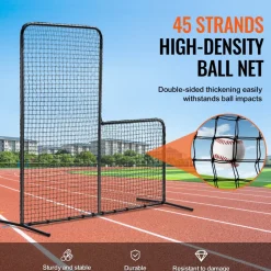 VEVOR L Screen Baseball for Batting Cage, 7x7 ft Baseball Softball Safety Screen, Body Protector Portable Batting Screen with Carry Bag & Ground Stakes, Heavy Duty Pitching Net for Pitchers Protection