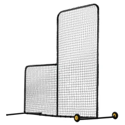 VEVOR L Screen Baseball for Batting Cage, 7x7 ft Softball Safety Screen, Body Protector Portable Batting Screen with Carry Bag, Wheels, Ground Stakes, Heavy Duty Pitching Net for Pitchers Protection