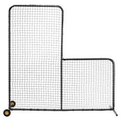 VEVOR L Screen Baseball for Batting Cage, 7x7 ft Softball Safety Screen, Body Protector Portable Batting Screen with Carry Bag, Wheels, Ground Stakes, Heavy Duty Pitching Net for Pitchers Protection