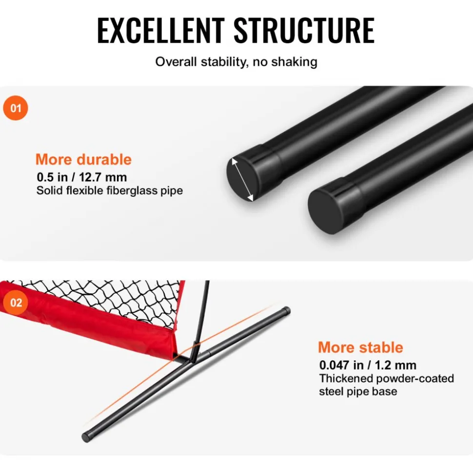 VEVOR L Screen Baseball for Batting Cage, 7x7 ft Baseball & Softball Safety Screen, Body Protector Portable Batting Screen with Carry Bag & Ground Stakes, Baseball Pitching Net for Pitchers Protection
