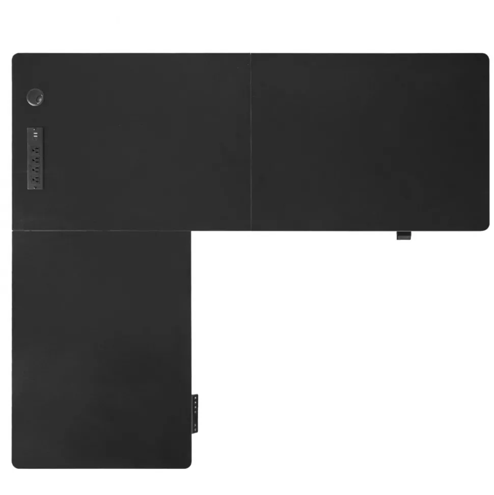 VEVOR L Shaped Desk, Electric Adjustable Height Corner Gaming Desk with Dual Hooks and Wheels, Heavy Duty Carbon Steel L-Shaped Computer Table with Power Strip for Home Office, Easy to Assemble, Black