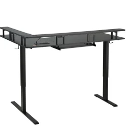 VEVOR L Shaped Desk, Electric Adjustable Height Corner Gaming Desk with Keyboard Tray and Dual Hooks, Heavy Duty L-Shaped Computer Table with Light Strip for Home Office, Easy to Assemble, Black