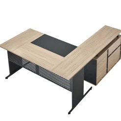 VEVOR L-Shaped Executive Desk, Modern Reversible Office Table with Drawers & Storage Cabinet, Heavy Duty Large Wooden Executive Table, 350 LBS Load Capacity, Easy Assembly, for Work Study Writing