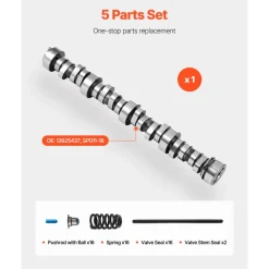 VEVOR LS Truck Cam Kit, 5-Piece Set, Includes Pushrods Springs & Seals, Compatible with 1999-2013 GM Gen3/4 Norris Trucks, Fits 4.8L, 5.3L, 6.0L ,6.2L Engines, OE 12625437 SP011-16