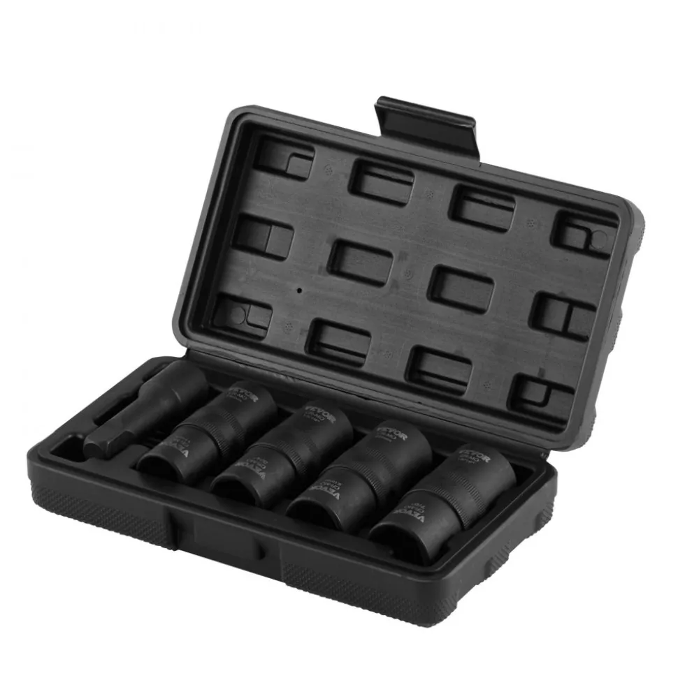 VEVOR Lug Nut Impact Socket Set, 1/2 inch Drive Metric and SAE 6-Point Flip Socket Set, 4 Total Lug Nut Sizes, CR-MO Steel Wheel Socket Set with Storage Case and Extension Bar, for Auto Repair