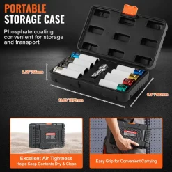 VEVOR Lug Nut Impact Socket Set, 1/2 inch Drive Metric and SAE 6-Point Deep Socket Set, 8 Total Lug Nut Sizes, CR-MO Steel Wheel Socket Set with Storage Case and Extension Bar, for Auto Repair
