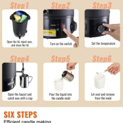 VEVOR 10 L Wax Melter for Candle Making, Extra Large Electric Wax Melting Pot, with Easy Pour Spout and 9-level Temp Control, Easy Clean for Candle Soap Cream Beauty Bulk Production Business or Home