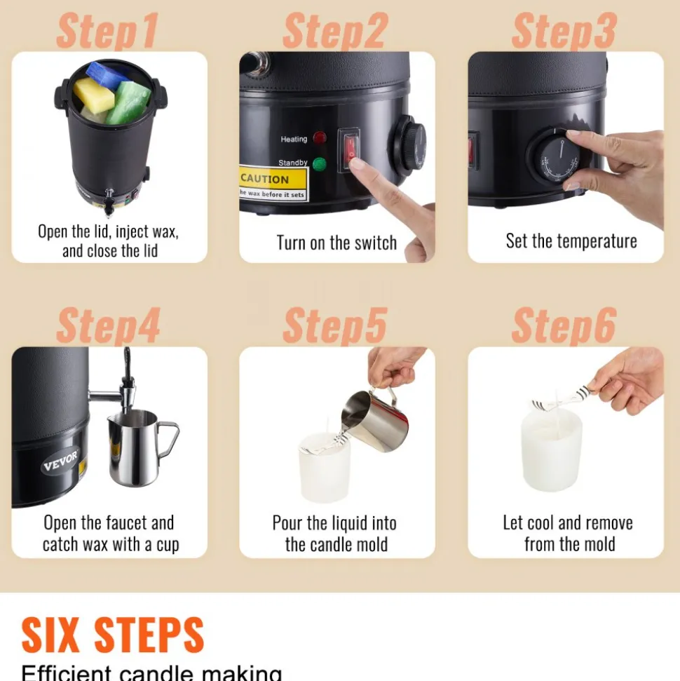 VEVOR 10 L Wax Melter for Candle Making, Extra Large Electric Wax Melting Pot, with Easy Pour Spout and 9-level Temp Control, Easy Clean for Candle Soap Cream Beauty Bulk Production Business or Home