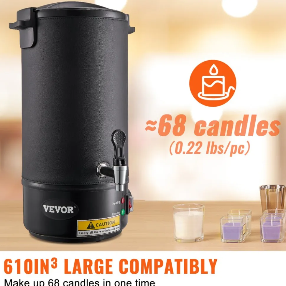 VEVOR 10 L Wax Melter for Candle Making, Extra Large Electric Wax Melting Pot, with Easy Pour Spout and 9-level Temp Control, Easy Clean for Candle Soap Cream Beauty Bulk Production Business or Home