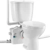 VEVOR Macerating Toilet System with Powerful 800W Macerator Pump, Rear Discharge and Upflush Toilet For Basement, Dual Flush Water Disposal, Macerating Toilet System Kit with 4-Inlet, Space Saving