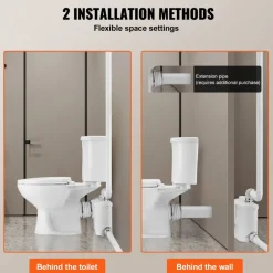VEVOR Macerating Toilet System with Powerful 500W Macerator Pump, Rear Discharge and Upflush Toilet For Basement, Dual Flush Water Disposal, Macerating Toilet System Kit with 3-Inlet, Space Saving