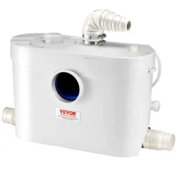 VEVOR Macerator Pump, 900W, 48 GPM Flow, 40 ft/12 m Head, Macerator Sewerage Toilet Pump with 4 Water Inlets, Waste Water Disposal Upflush Machine for Toilet, Basement, Shower, Sink, Laundry, Bathtub