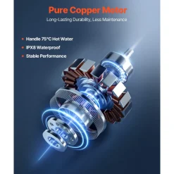 VEVOR Macerator Pump, 900W, 48 GPM Flow, 40 ft/12 m Head, Macerator Sewerage Toilet Pump with 4 Water Inlets, Waste Water Disposal Upflush Machine for Toilet, Basement, Shower, Sink, Laundry, Bathtub