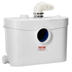 VEVOR Macerator Pump, 900W, 48 GPM Flow, 40 ft/12 m Head, Macerator Sewerage Toilet Pump with 4 Water Inlets, Waste Water Disposal Upflush Machine for Toilet, Basement, Shower, Sink, Laundry, Bathtub