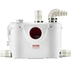 VEVOR Macerator Pump, 500W, 29 GPM Flow, 26 ft/8 m Head, Macerator Sewerage Toilet Pump with 4 Water Inlets, Waste Water Disposal Upflush Machine for Toilet, Basement, Shower, Sink, Laundry, Bathtub